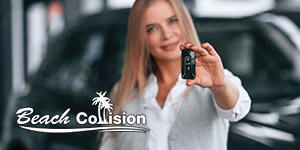 Beach Collision customer key drop off for certified body shop repair services in Orange County California.